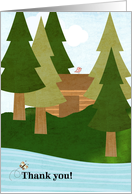 Thank You with Lake Cabin Home Pine Trees and Blank Inside card