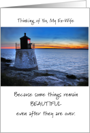Thank You Ex-Wife for the Good Times with Pretty Sunset and Lighthouse card