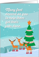 Funny Merry Christmas to Podiatrist with Reindeer in Boots card