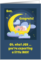 Congrats Son You’re Expecting a Little Boy with Moon and Stars Theme card