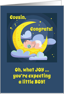 Congrats Cousin You’re Expecting a Boy with Cute Moon Stars Theme card