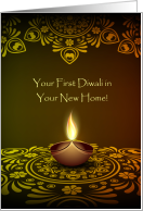 Your First Diwali in Your New Home with Diya Lamp and Elegant Motif card