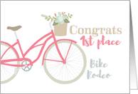 Congrats for First Place in Bicycle Rodeo with Pink Bike and a Basket card