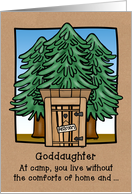 Thinking of Goddaughter at Camp with Funny Outhouse Design card