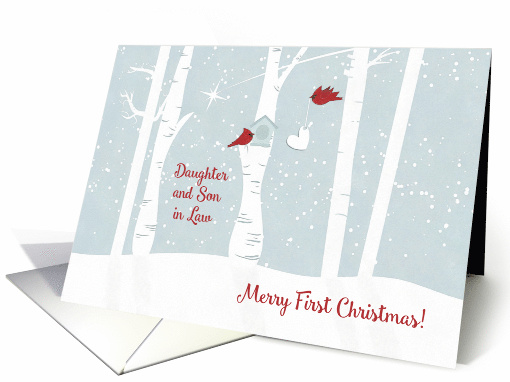 Merry First Christmas to Daughter and Son in Law with Love Birds card