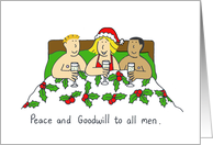 Xmas Cartoon Peace and Goodwill to all Men Sexy Humor card
