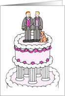 Two Grooms and their Dog Civil Union or Wedding Congratulations. card