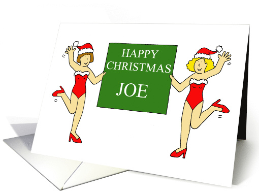 Happy Christmas Joe Cartoon Burlesque Dancing Ladies card (1014415)