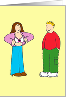 Happy Birthday Bust Wishes Cartoon Couple Bra Humor card