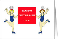 Veterans Day Cartoon Burlesque Cartoon Dancing Ladies card