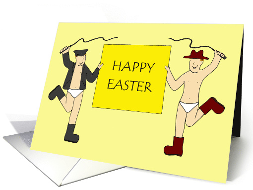 Funny Gay Easter Sexy Cartoon Male Couple card (1050117)