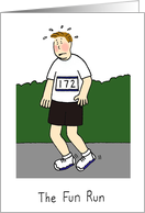 Fun Runner Cartoon Exhausted Man in Running Race card