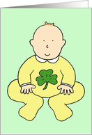 First St. Patrick’s Day Cute Cartoon Baby in Shamrock Outfit card