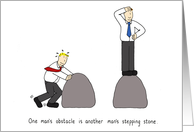 Business Motivational Cartoon Obstacles and Stepping Stones card