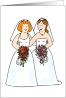 Two Cartoon Brides Civil Partnership or Wedding Congratulations card