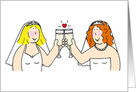 Congratulations Two Cartoon Brides Civil Partnership or Wedding card