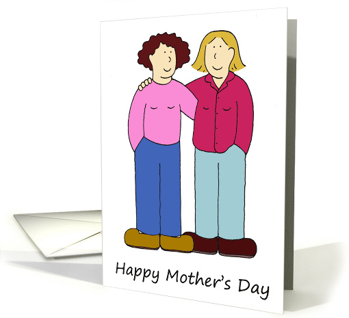 Gay Lesbian Mother's Day Two Mothers Cartoon Female Couple card