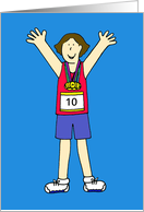 Congratulations on Running 10th Marathon for Her Cartoon card
