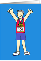 Congratulations on Running 100th Marathon for Him Cartoon Man card