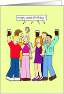 Happy 30th Birthday Cartoon Group of Young People Having Fun card