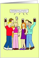 Congratulations Cartoon Group of Young People Celebrating Together card