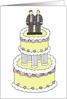 Civil Partnership Wedding Male Couple Invitation Two Grooms on a Cake card