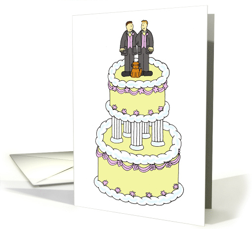 Wedding Marriage Congratulations Two Grooms with Ginger Cat card