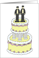 Civil Union or Wedding Congratulations Funky Male Couple on a Cake card