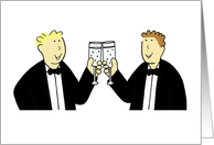 Civil Union or Wedding Party Invitation Cartoon Couple in Black Tie card