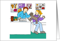 Thank You to Veterinarian Cartoon Cat and Owner in the Vet’s card