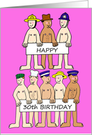 30th Birthday Humor for Her Cartoon Naked Men in Hats card
