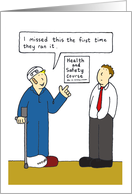 Get Well Soon Man Missed Health and Safety Course Cartoon Humor card