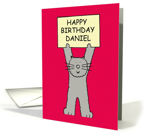 Happy Birthday Daniel Cute Grey Cat Illustration card (1098790)