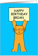 Happy Birthday Brian Cute Cartoon Ginger Cat card