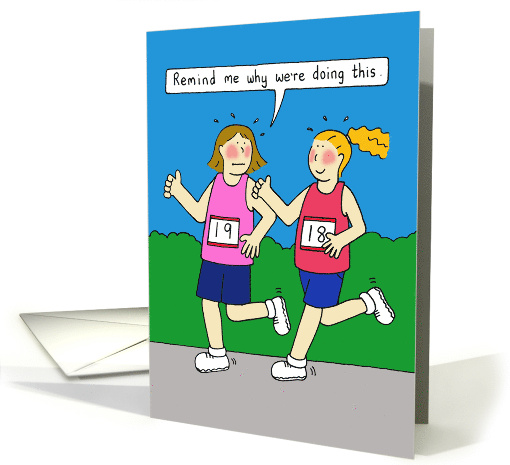 Running Encouragement for Her Ladies Jogging Cartoon Fun card