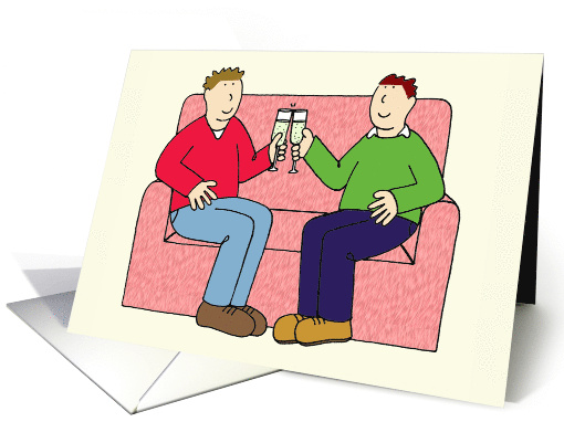 Gay Anniversary for Wonderful Partner Cartoon Male Couple card