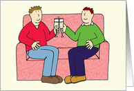 Gay Anniversary for Wonderful Partner Cartoon Male Couple card