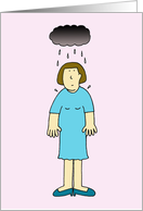 Under the Weather Get Well Soon Depressed Woman Under Rain Cloud card