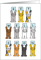 Get Well Soon Cartoon Cats Holding Up a Message for a Pet Cat card