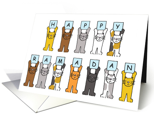 Happy Ramadan from All of Us Cute Cartoon Cats card (1134992)