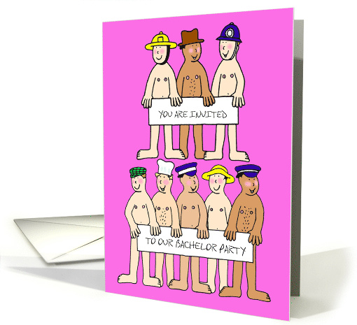 Gay Bachelor Party Invitation Cartoon Men & Banners to... (1142102)