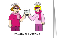 Lesbian Couple Funky Congratulations. card