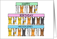 Happy Birthday Cartoon Cats to Personalize with Any Name card