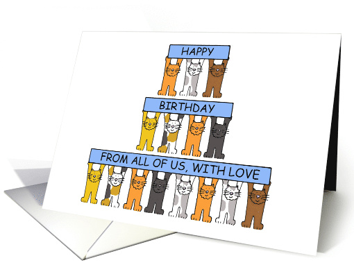 Happy Birthday from the Group All of Us Cartoon Cats card (1148928)