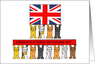 Congratulations on Passing Out Union Jack Flag and Cartoon Cats card