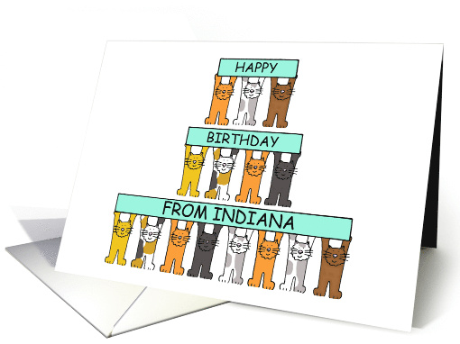 Happy Birthday from Indiana the Hoosier State Cute Cartoon Cats card