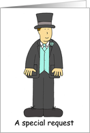 Please Give Me Away on My Wedding Day Cartoon Man in Formal Wear card