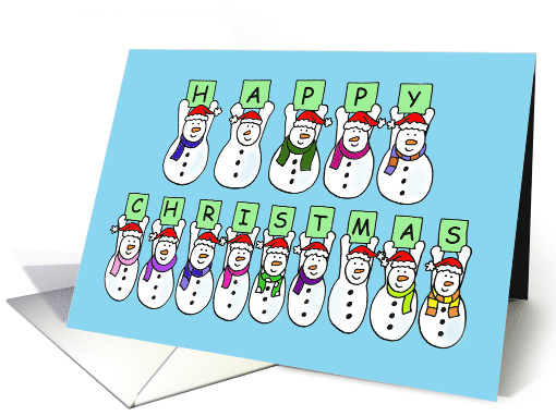 Cute Cartoon Snowmen Happy Christmas from All of Us card (1187840)