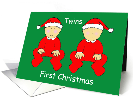 Twins First Christmas Cute Cartoon Babies in Festive... (1201912)