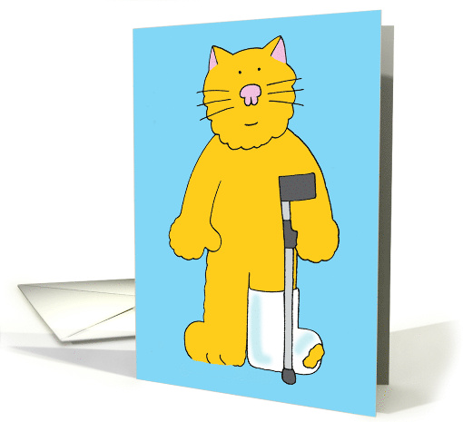 Cartoon Cat with Leg in Plaster Cast Speedy Recovery... (1207582)